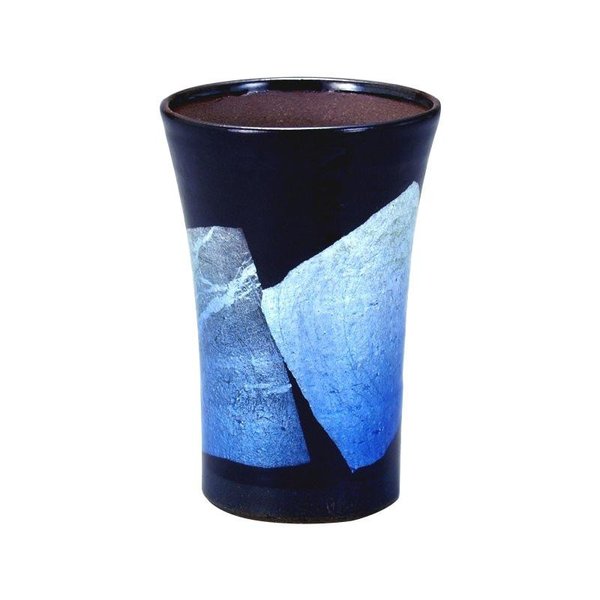 九谷焼 ビアカップ 350cc 銀彩 青色 350cc N126-06