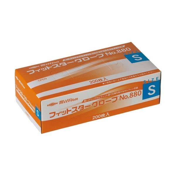 （まとめ）ミリオン フィットスターグローブ No.880 パウダーフリー S （200枚）[x5]