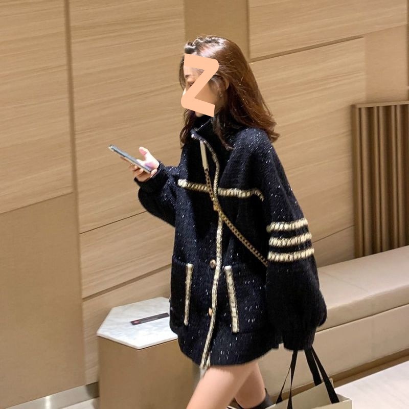 Xiaoxiangfengの初秋の女性用厚手のウールコート軽くて成熟した気質の新しい韓国バージョンゆったりとした長袖で多用途のキルティングトップ