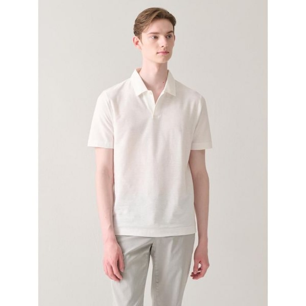 [ギャラクシー] コットンリネンポロネック T シャツアイボリー (GA4342U050)