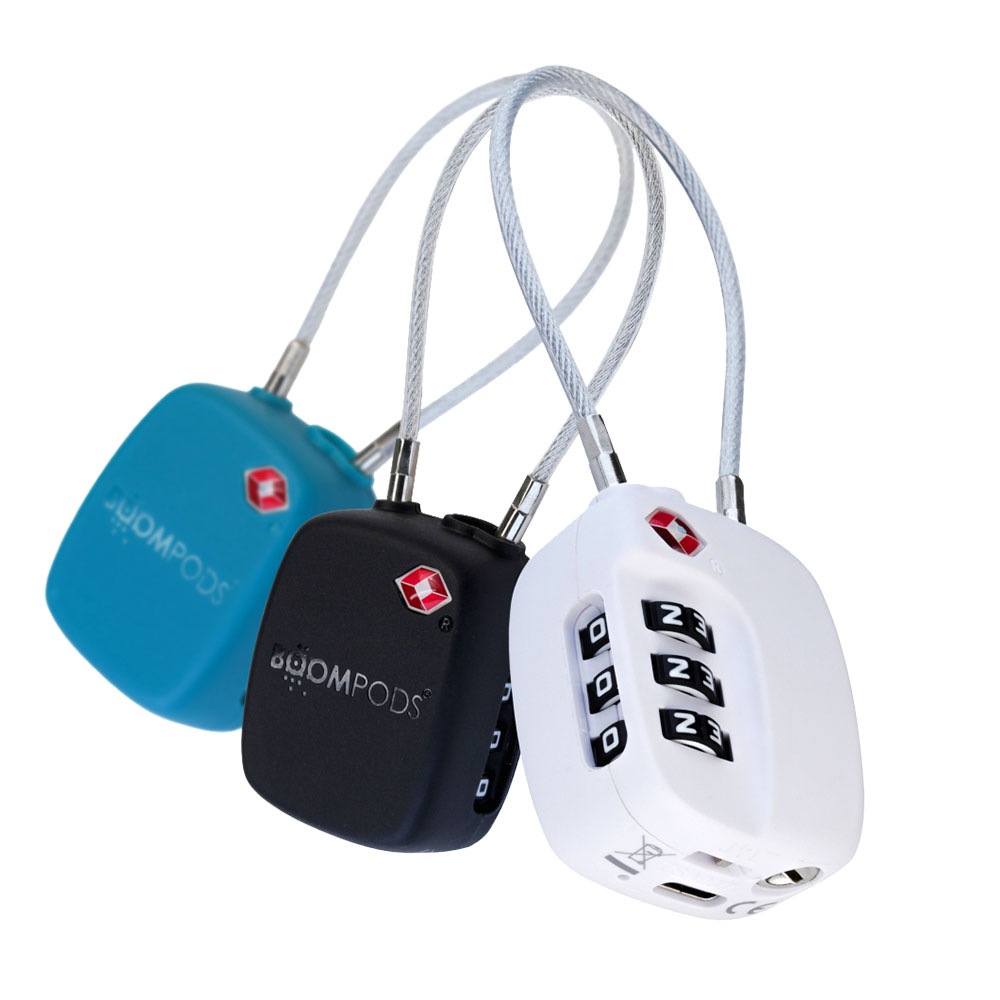 追跡 トラッカー トラベルロック 充電式 2-in-1 盗難防止 紛失防止 GPS 旅行 出張 Boompods 貴重品 自転車 楽器 防水 TSA 認可 防犯アラーム 南京錠