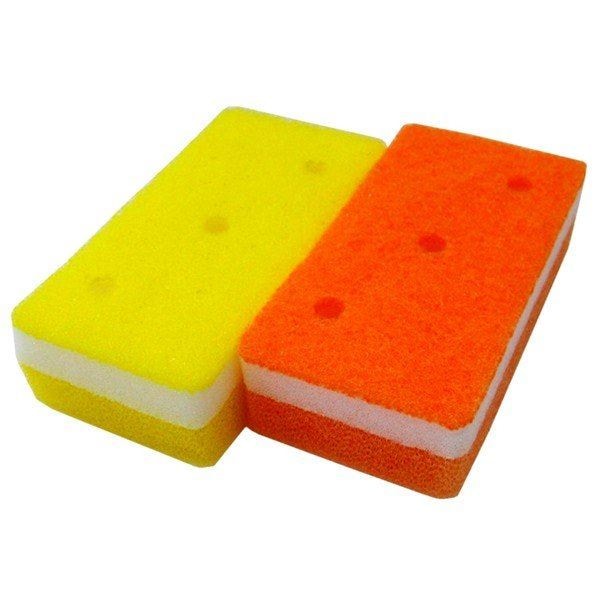 （まとめ）オーエ 泡キュット ソフトスポンジ オレンジイエロー 2個入り PU-50980 （食器用スポンジ） 48個セット