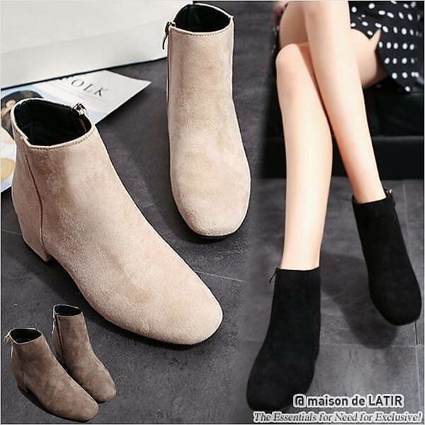 即納 ショートブーツ レディース ショートブーツ ローヒール ヒール きれいめ 定番 無地 韓国 夏