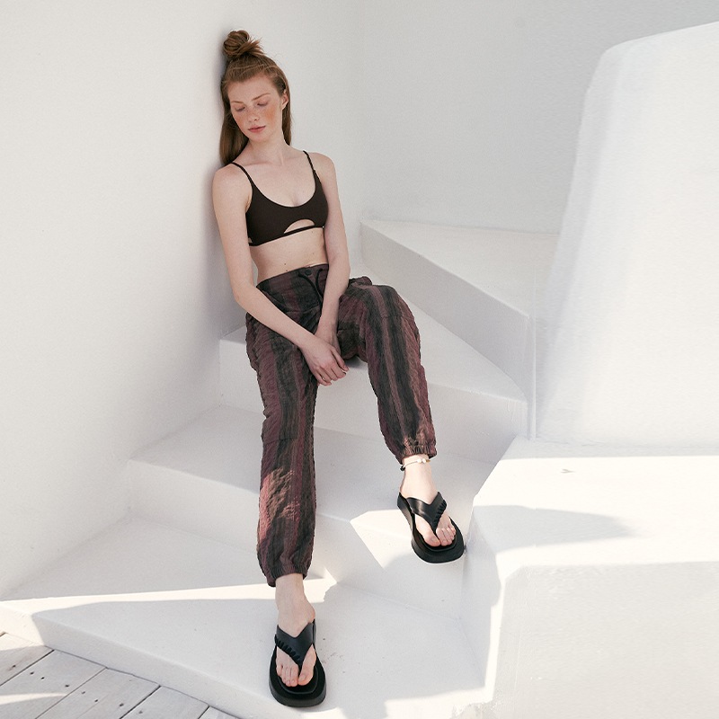 seersucker jogger pants brown 14,040円