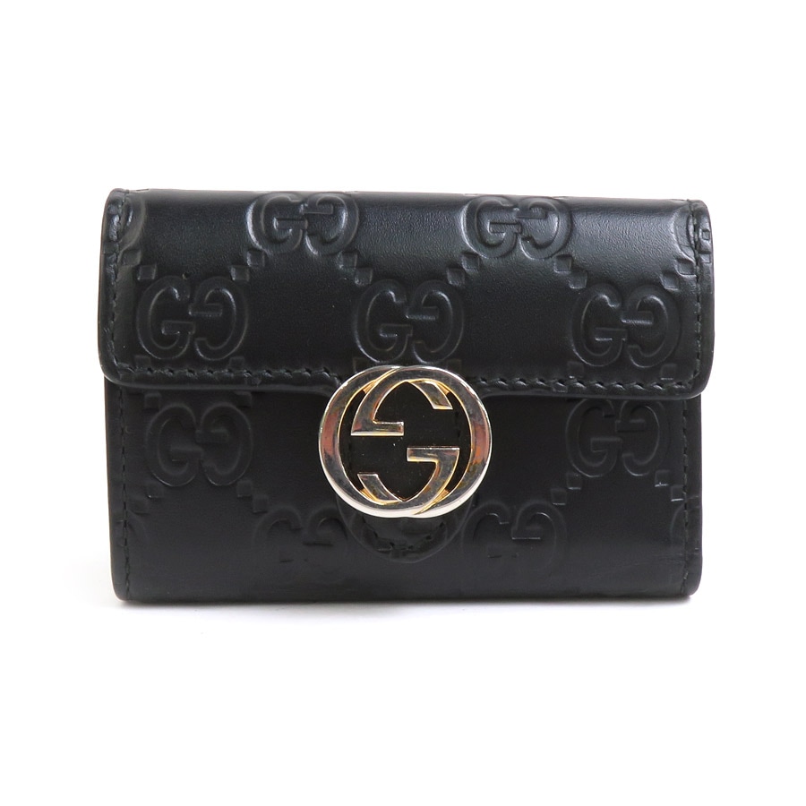 グッチ GUCCI キーケース グッチシマ レザー/メタル ブラック/ゴールド ユニセックス 369673 w1028a