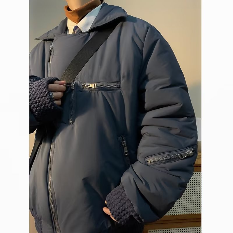 アウターダウンジャケットファスナー ウォーム 綿入れ ジャケット 冬アウター コート 個性 かっこいい コットンジャケット イレギュラー