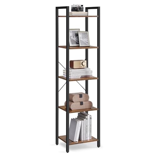 VASAGLE オープンラック 本棚 棚 ラック5段 収納ラック オープンシェルフ スリム スチールラック 収納棚 整理棚 すき間収納 シェルフ 薄型 花台 北欧 おしゃれ 木製 五段 幅39.6x奥 6,230円