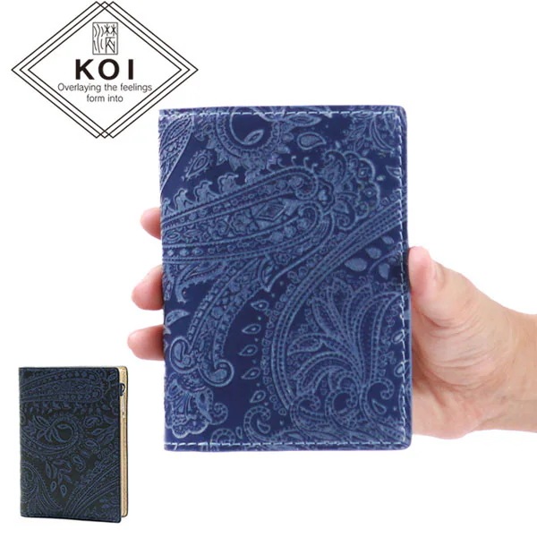 財布 KOI コーアイ 藍染レザー ペイズリー ハーフウォレット 二つ折り財布 小銭入れ 本革 コンパクト メンズ レディース ZYS-196