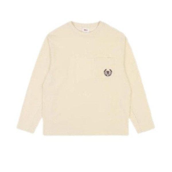 長袖Tシャツ VQA W233001LTL91-CRM 男性用ポケット長袖Tシャツ