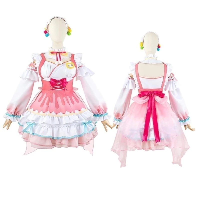 ハロウィン 衣装 コスプレ お正月衣装 メイド服 さくらみこ 可正月衣装 追加 靴 ウィッグ コスプレ衣装 櫻巫女 コスプレ さくらみこ