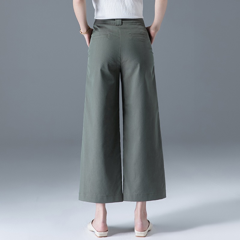 ボトムス パンツ ワイドパンツ 9分丈 ワイド Aライン ハイウエスト 綿 ポリエステル 大人可愛い きれいめ シンプル カジュアル 大人 上品 おしゃれ かっこいい 大人女子 こなれ感 ラフ クール