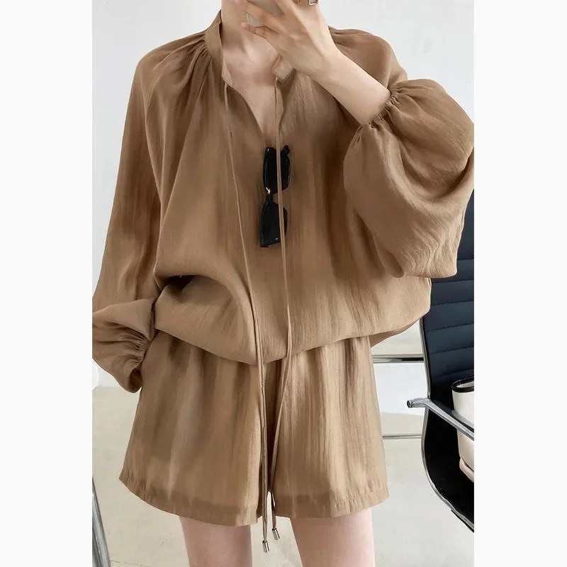 2点セットストライプ ブラウス 通気性 涼しい レディース セットアップ レディース 上下セット パンツ tシャツ 日焼け止め半袖 レディース母の日 記念日プレゼントパジャマ 母の日ギフト セットア