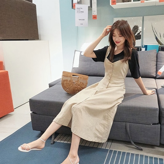 ツーピース セットアップ ワンピース Tシャツ 7分丈 ミディアム丈 半袖 ストレート ワイド Iライン 2点セット お得 かわいい 大人可愛い きれいめ シンプル カジュアル ナチュラル 自然 大人