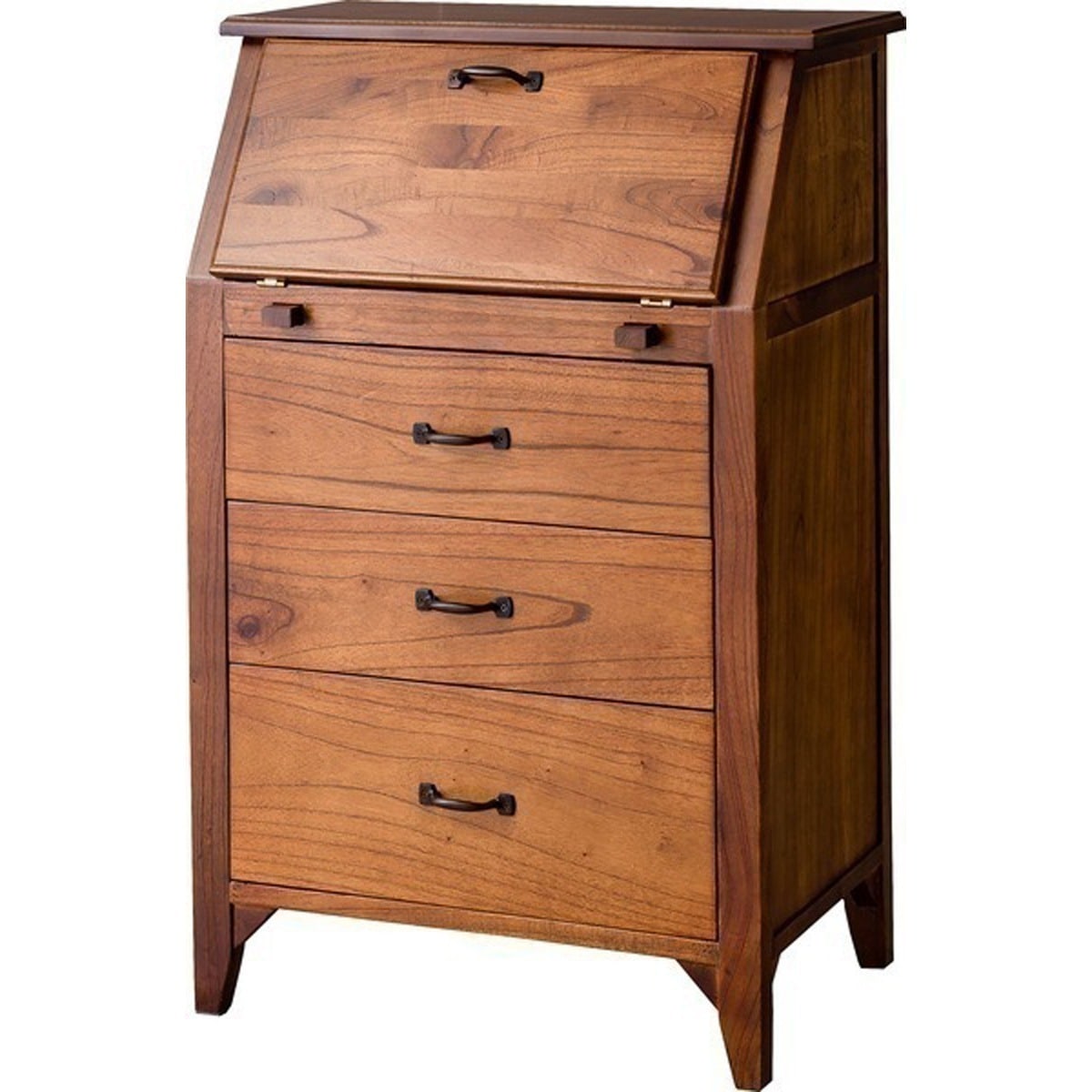 ティンバー ライティングチェスト デスク ライティングデスク ライティングビューロー ミンディ材 天然木 アンティーク スリム 省スペース 小さめ 黒アイアン ブラウン 収納 引き出し付き おしゃれ