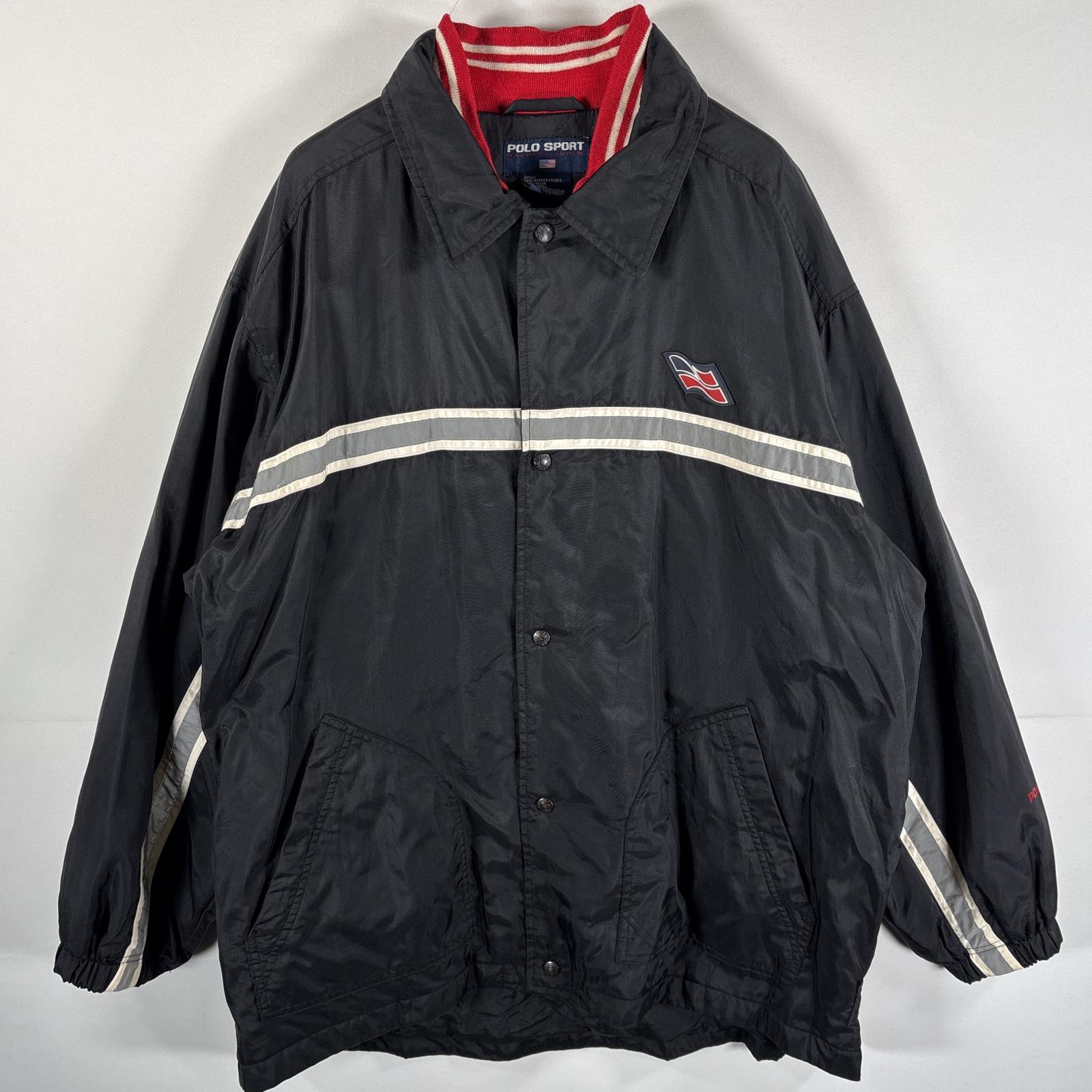 古着 ポロスポーツ POLO SPORTS ナイロンジャケット ラルフローレン 大きいサイズ ワッペン コーチジャケット 中綿 XL ブラック メンズ 8,712円