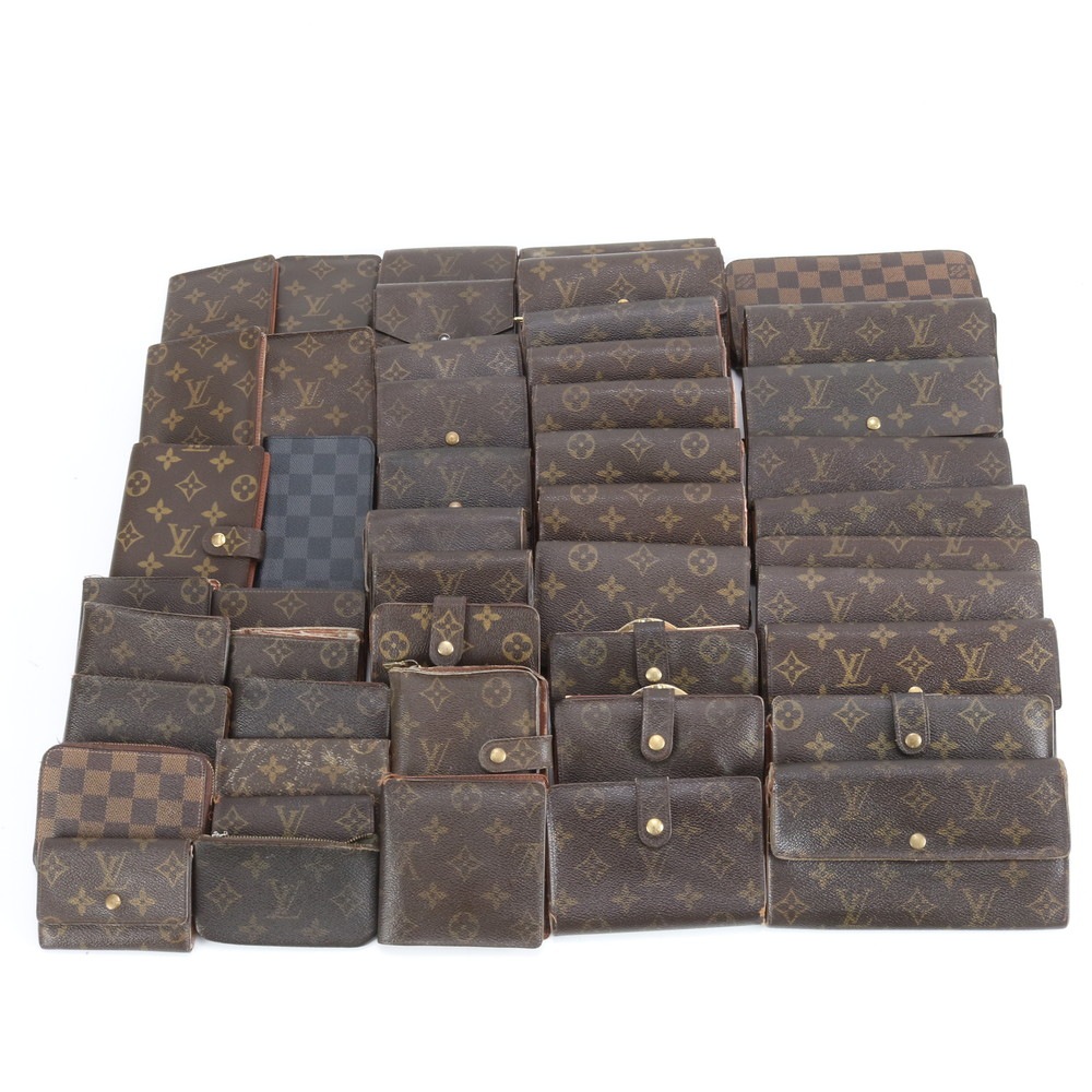 モノグラム レザー×コーティングキャンバス 長財布 長財布 二つ折り ウォレット ラウンドファスナー メンズ レディース RRE DL17-2 中古