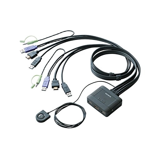 エレコム KVMスイッチ hdmi usb 切替器 スピーカー 手元スイッチ 2台 KVM