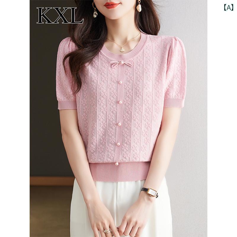 トップス レディース おしゃれ 上品 通勤 オフィス カジュアル 夏 薄手 涼しい 涼しい ひんやり 快適 半袖 Tシャツ テンセル セーター