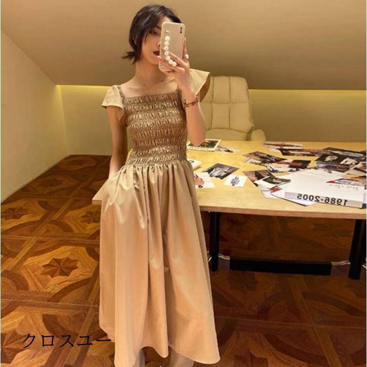 ワンピース ロングワンピース レディース 半袖 夏 春 きれいめ フレア袖 フレア裾 Aライン 着痩せ 大人女子 かわいい ドレス パーディードレス