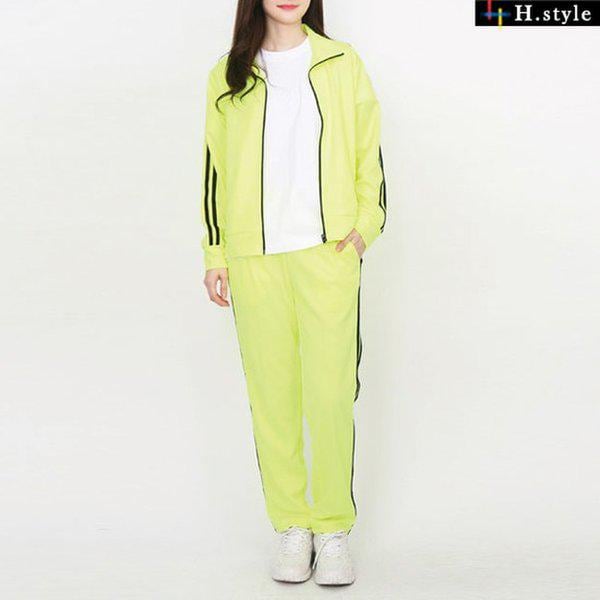 HスタイルKHKS3016蛍光2ラインセット/春新商品/トレーニングウェアセット/スウェット/ビッグ/男女兼用/運動/アスレジャー/ヨガ