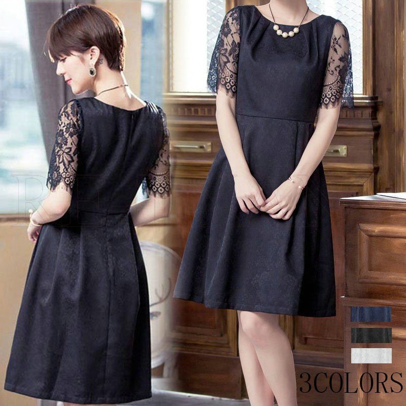 パーティードレス ワンピース 結婚式 ドレス パーティー 大きいサイズ レース 総レース 二次会 お呼ばれ 服 大人 半袖 長袖 2018新作 5,464円