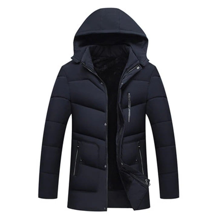 今だけお試し モデル プラスベルベット 中 綿 男性 ジャケット 中 父 ファッション カジュアル スリムフィット 百掛け 中長セクション ダウンコート