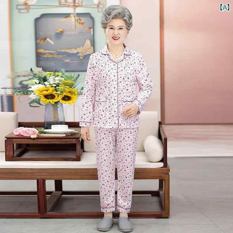 ルームウェア 部屋着 レディース 長袖 婦人 ミセス 高齢者 春秋 パジャマ ツーピース スーツ セーター パンツ