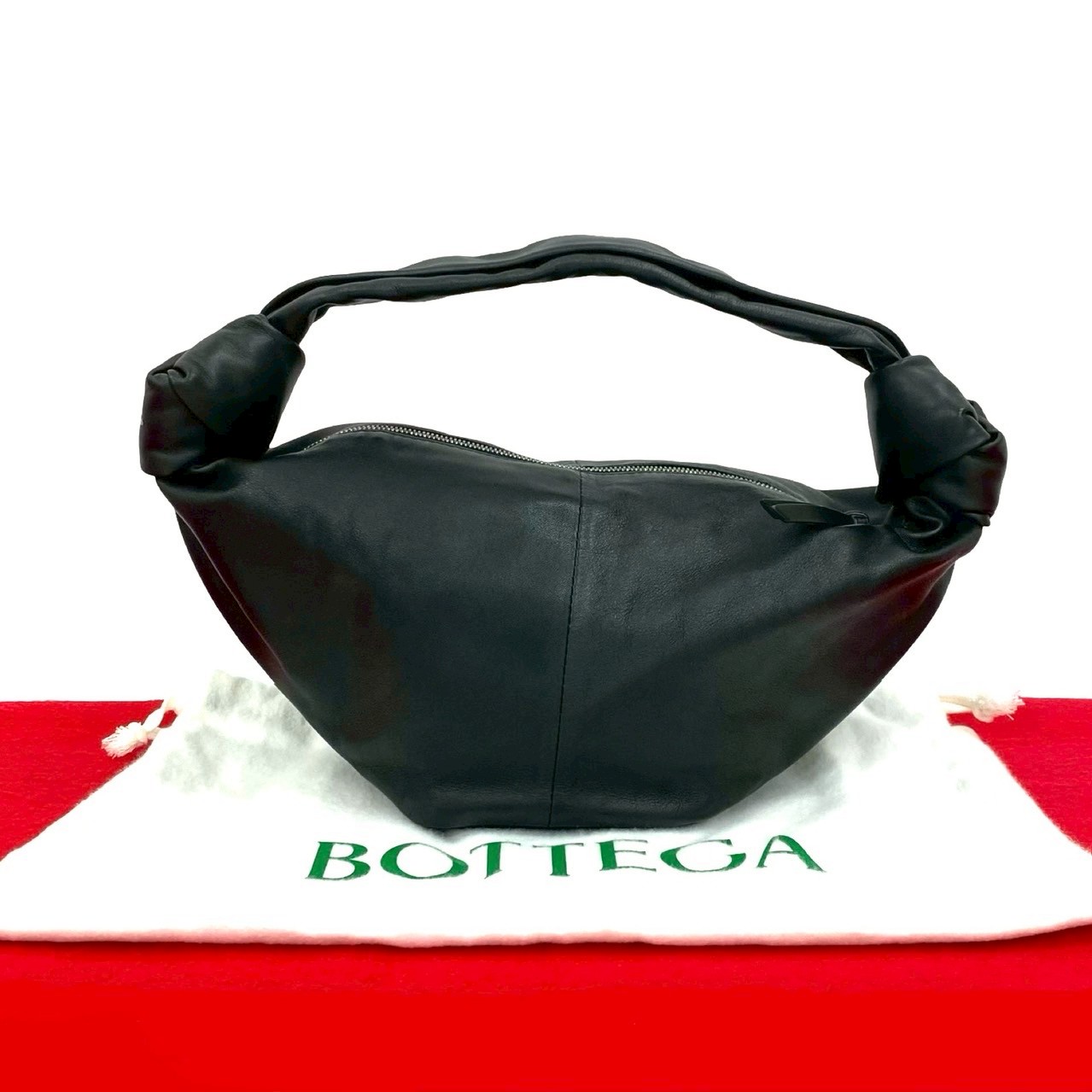 ダブル ノットハンドバッグ レザー ブラック 31916