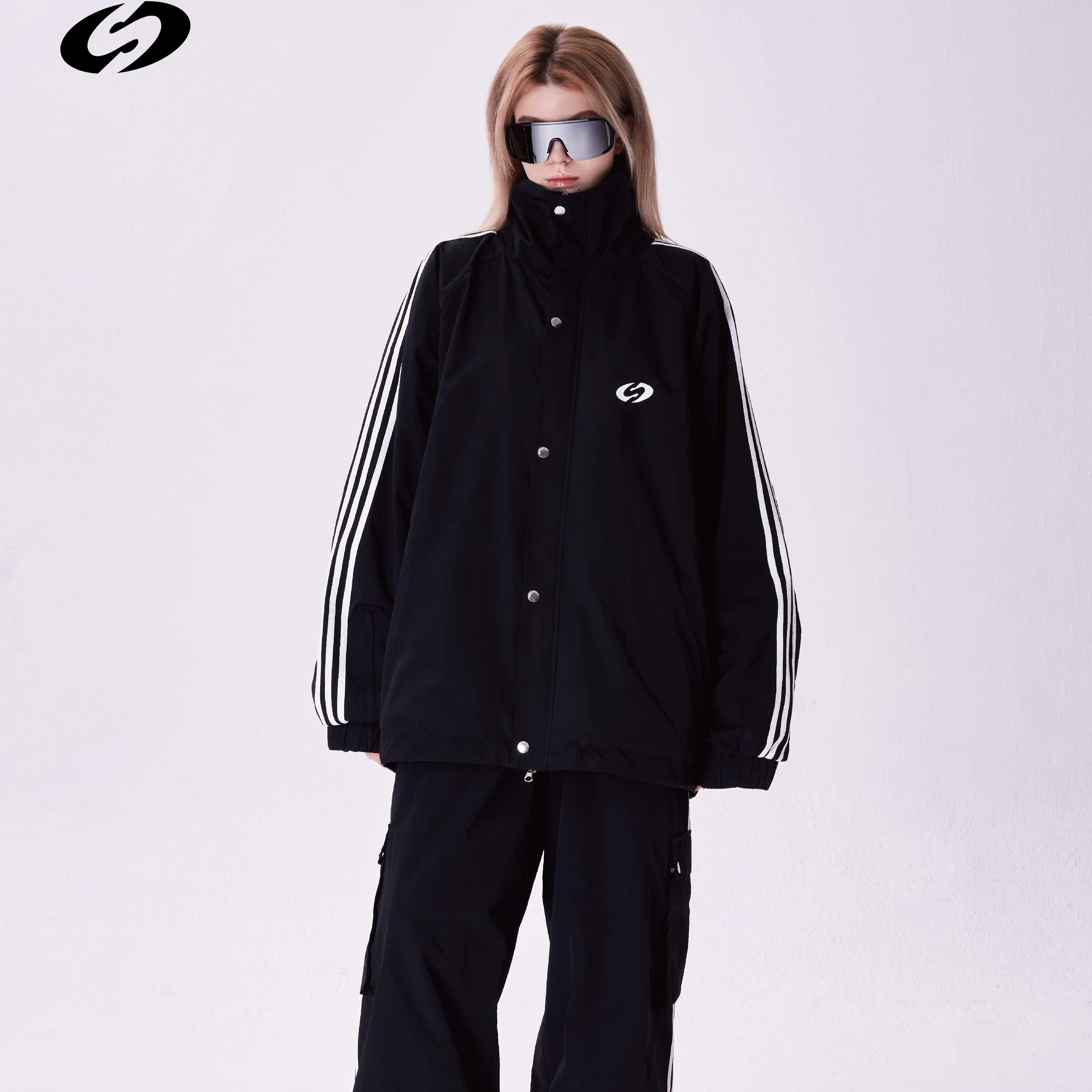 スノーボードウェア 2025 2026 黒 ストライプ柄 スノパンツ スノウェア メンズ レディース スキーウェア スノボウェア スキー 防风撥水