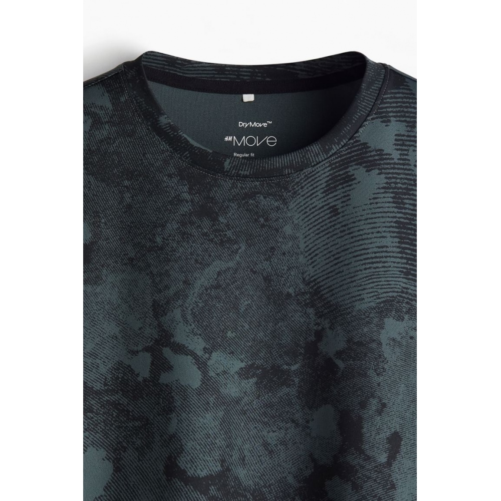 H&M ドライムーブ 3点セット スポーツトップ ダークグリーン/パターン