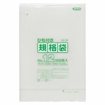 ジャパックス LD規格袋 厚み0.030mm No.12 ひも付き 透明 100枚10冊4箱 LK12