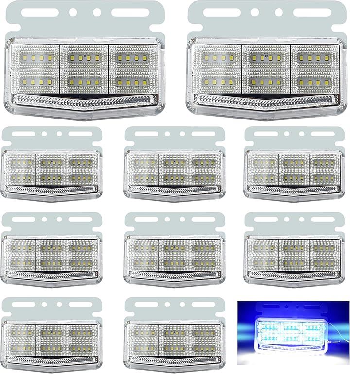 高輝度LED トラック サイド マーカー 24V 10個セット 防水 防塵 42基搭載 ４面発光 ランプ カスタム ドレスアップ(ブルー)