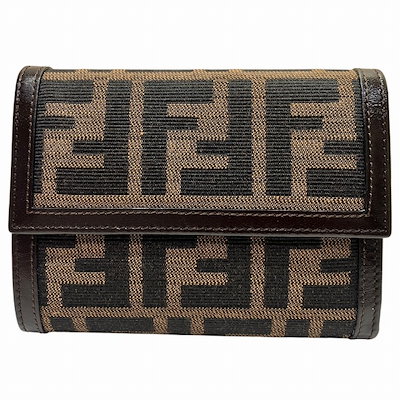 【未使用級】 FENDI フェンディ FFロゴ 三つ折り財布 ズッカ柄 フェンディ 三つ折り財布 ズッカ柄 レディース FENDI 中古 FENDI 三