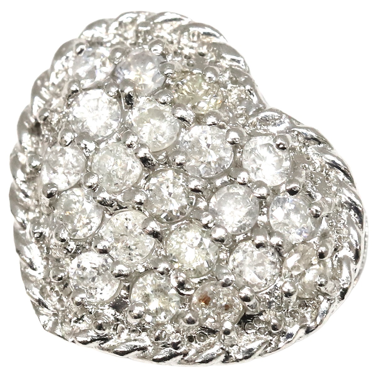 ペンダントトップ ハート ダイヤ Pt900 ダイヤモンド プラチナシルバー【中古】