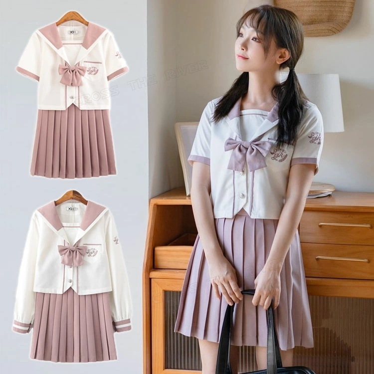 なんちゃって制服 セーラー服 卒業式 女の子 卒服 セット お花見 グッズ 入学式 ピンク ブラウス スカート 大きいサイズ 制服 高校生 セーラー襟 女子高生 プリーツスカート レディース 長袖