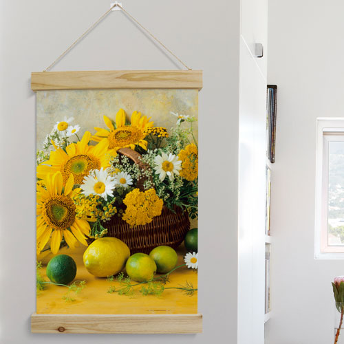 pa486-ウッドスクロール_40CmX60Cm_絵のようなひまわり/韓国発送