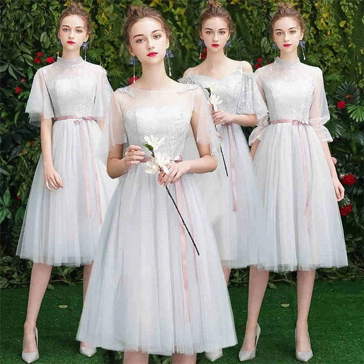 パーティードレス ミモレ丈 ドレス 4タイプ 結婚式 ドレス 二次会 花嫁 花嫁ドレス パーティー