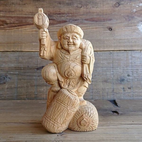 オブジェ 置き物 インテリア雑貨 家具 インテリア ケヤキ材 三俵大黒天 21cm 工芸品 木彫品