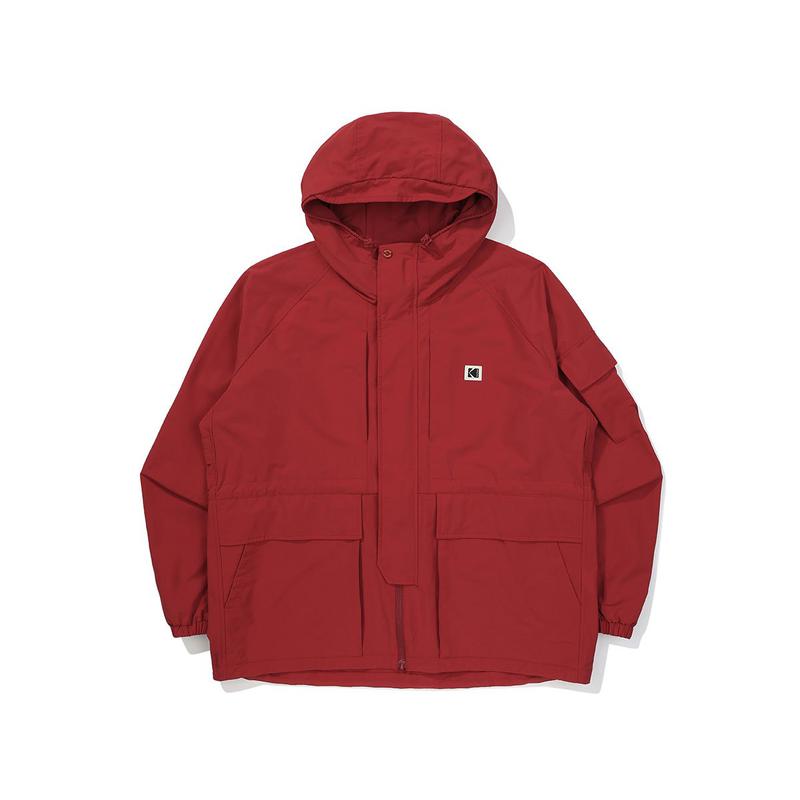 [公式] リネンライク ベーシック フード ジャケット RED