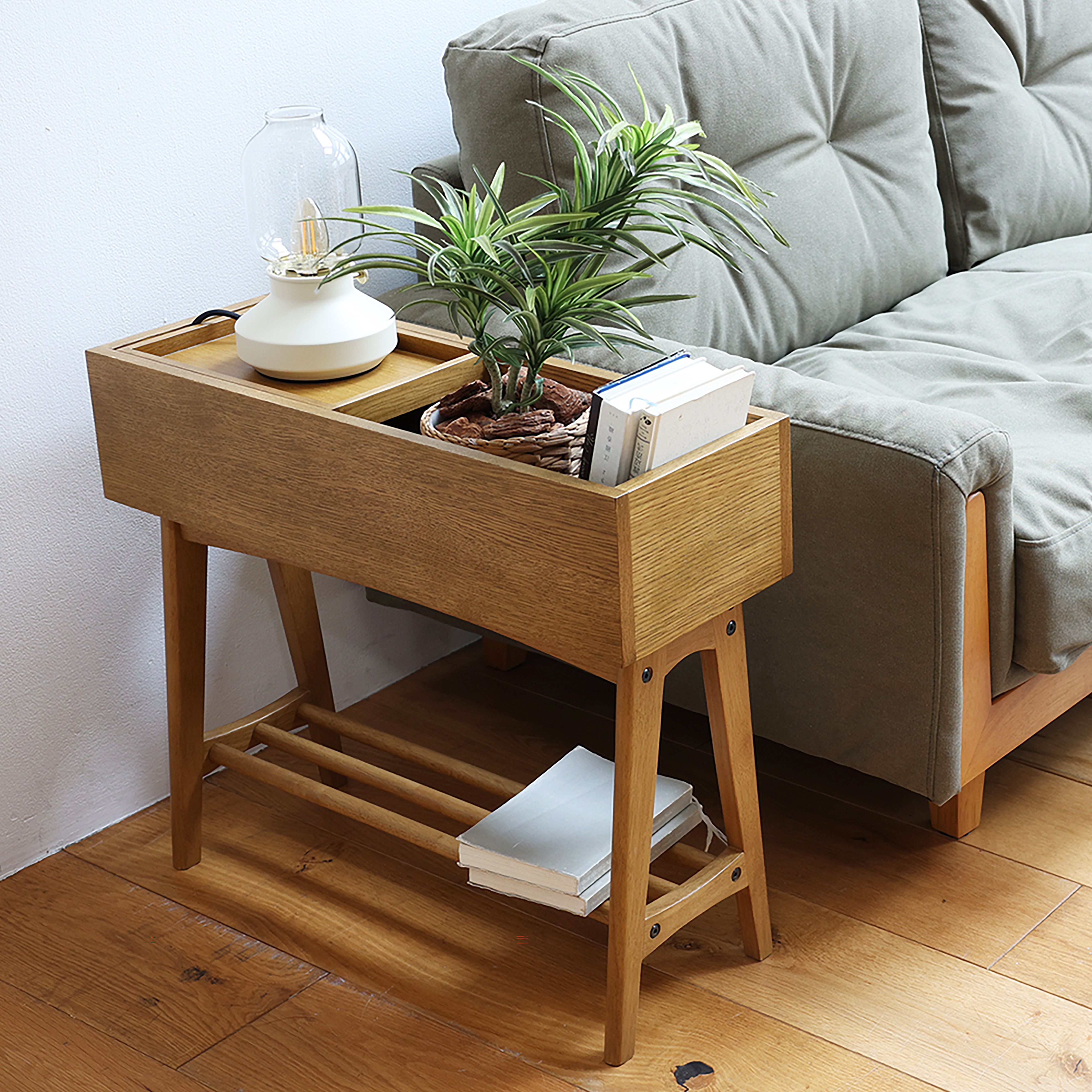 ラック 棚 ナチュラルモダン おしゃれ レトロ 木製 木目柄 コーナーラック プランターラック マガジンラック