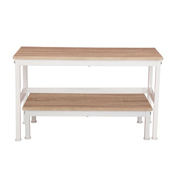 玄関ベンチ ＆ 踏み台 セット 約幅70cm ナチュラル スチールフレーム 滑りにくい 組立品 玄関 入口 エントランス