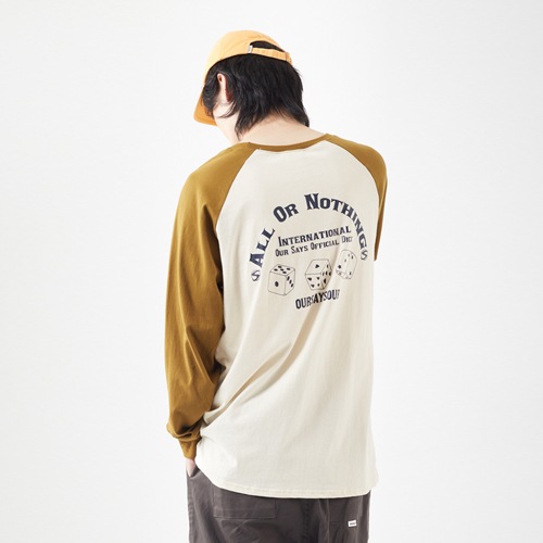 サイコロナグラン長袖Tシャツクリーム/カーキ