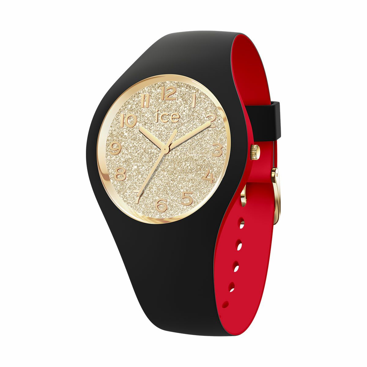 [ICE-WATCH] 腕時計 ICE loulou ブラックゴールドグリッター スモール 022325 レディース ブラック レッド ゴールド