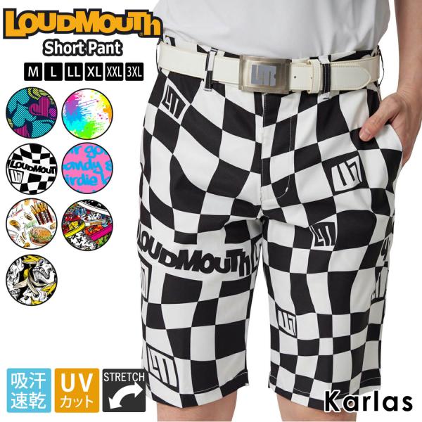 ラウドマウス Loudmouth ゴルフウェア ショートパンツ メンズ 半袖 吸汗速乾 ドライ UVカット 紫外線対策 ストレッチ 伸縮性 総柄 ハーフパンツ