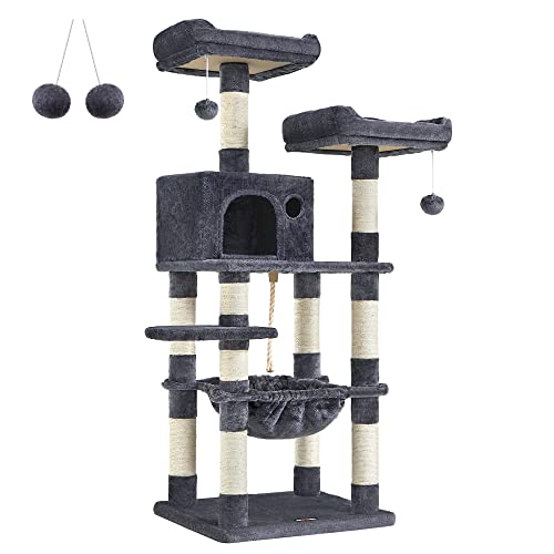 FEANDREA キャットタワー 大型猫 据え置き 猫タワー 多頭飼い 大型ハンモック耐荷重20kg