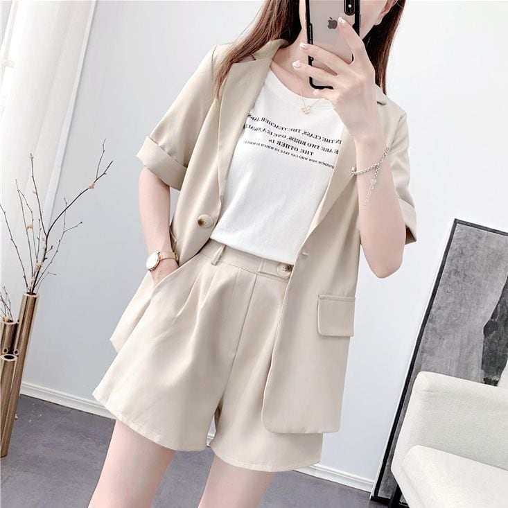 統一感で大人っぽく セットアップ ジャケット ショートパンツ 短パン 2点セット 大人カジュアル きれいめ30%制限