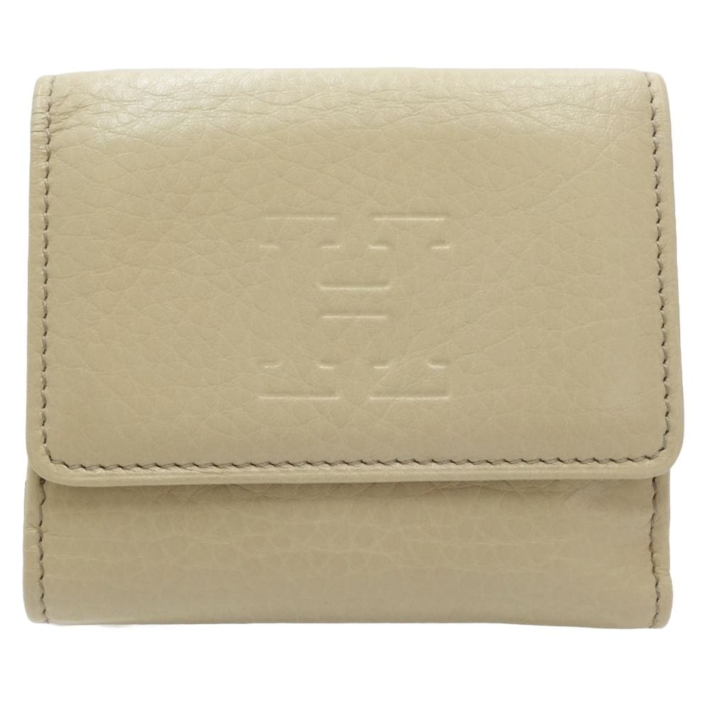 コンパクトウォレット Ｗフラップ 二つ折り財布 レザー アイボリー/180529【中古】 7,921円