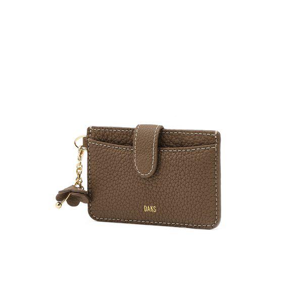 [26SS] [ZALEA][新色] ゼラ ブラウン 牛革 フラワーチャーム カード財布 DCHO6E022W3