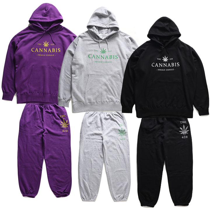 ACEFLAG 上下セット 長袖 ブランド メンズ 春秋冬用 全3色 大きいサイズ エースフラッグ セットアップ パーカー スウェット スウェットパンツ 大麻