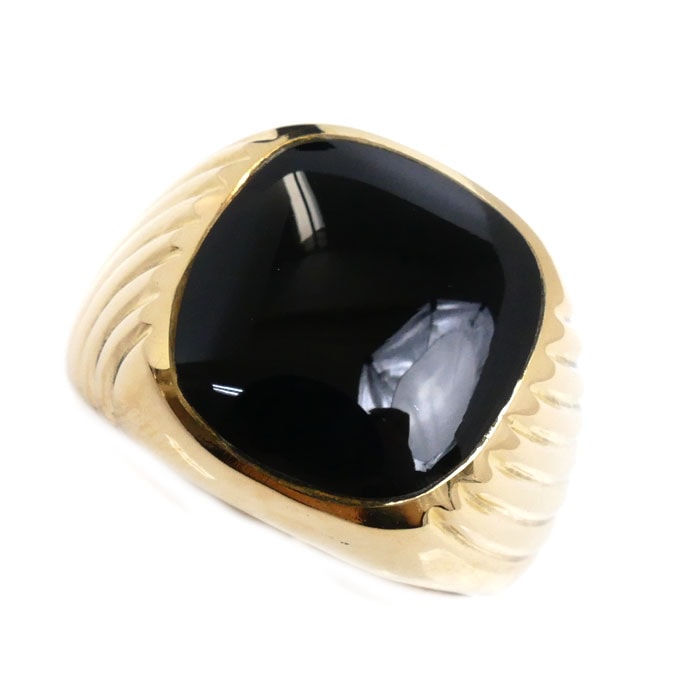 K18YG イエローゴールド オニキス リング・指輪 オニキス 17号 9.9g メンズ 中古 73,975円